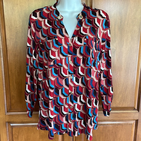 ANNE KLEIN GEOMETRIC PRINT BLOUSE SIZE S EXCELLENT CONDITION! - Picture 10 of 10
